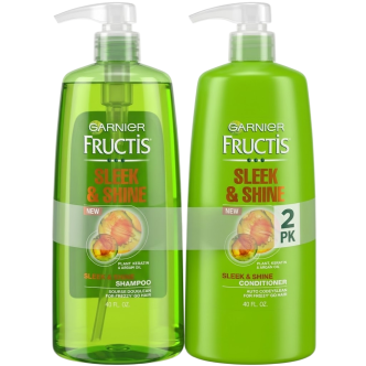 Garnier Fructis Sleek & Shine Shampoo & Conditioner, 40 fl. oz. Bottles (2-Pack)