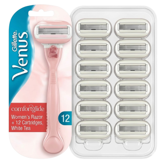 Venus Comfortglide Women's Razor Handle + 12 Cartridges, White Tea